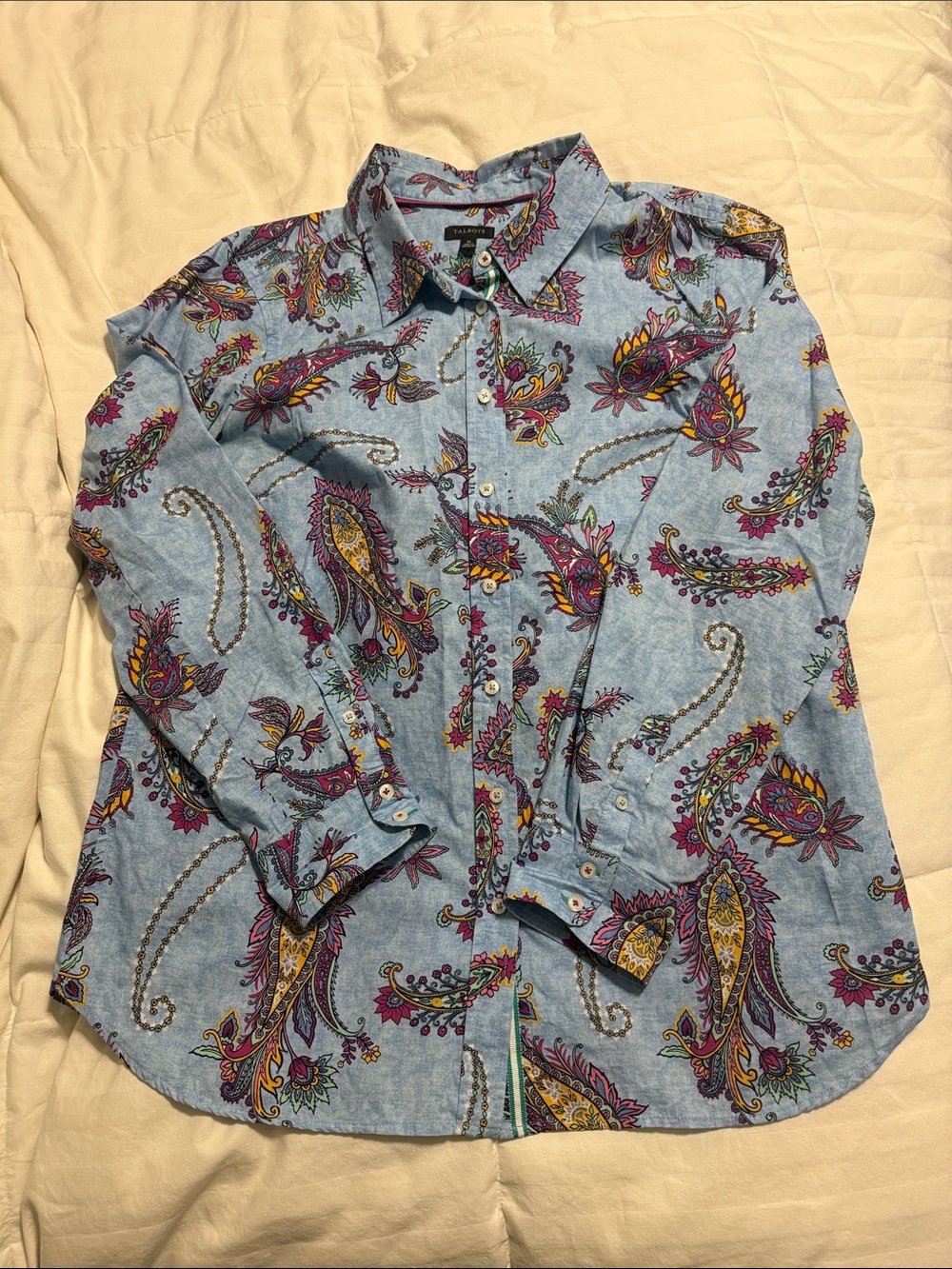 Talbots - Light Blue Paisley Button-Down Shirt - Medium